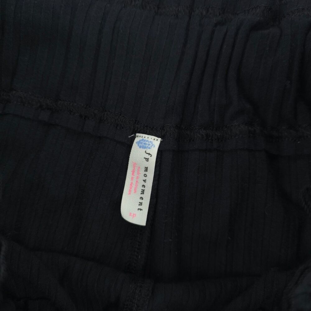 FREE PEOPLE Blissed Out Wide-Leg Pants Black Minimal Beachy Boho Yoga Lounge Y2k - Picture 2 of 11